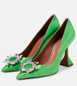 Amina Muaddi Begum embellished satin pumps