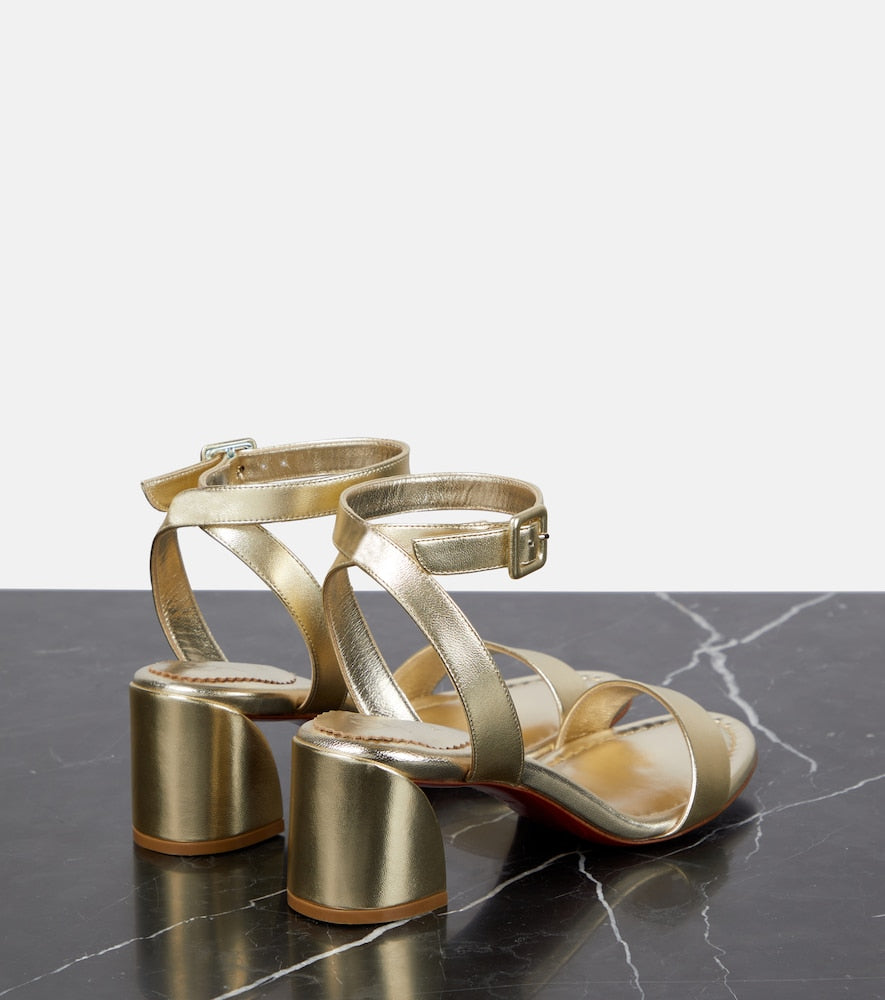 Silver Christian Louboutin Miss Sabina 55 metallic sandals - Mid Heel Sandals