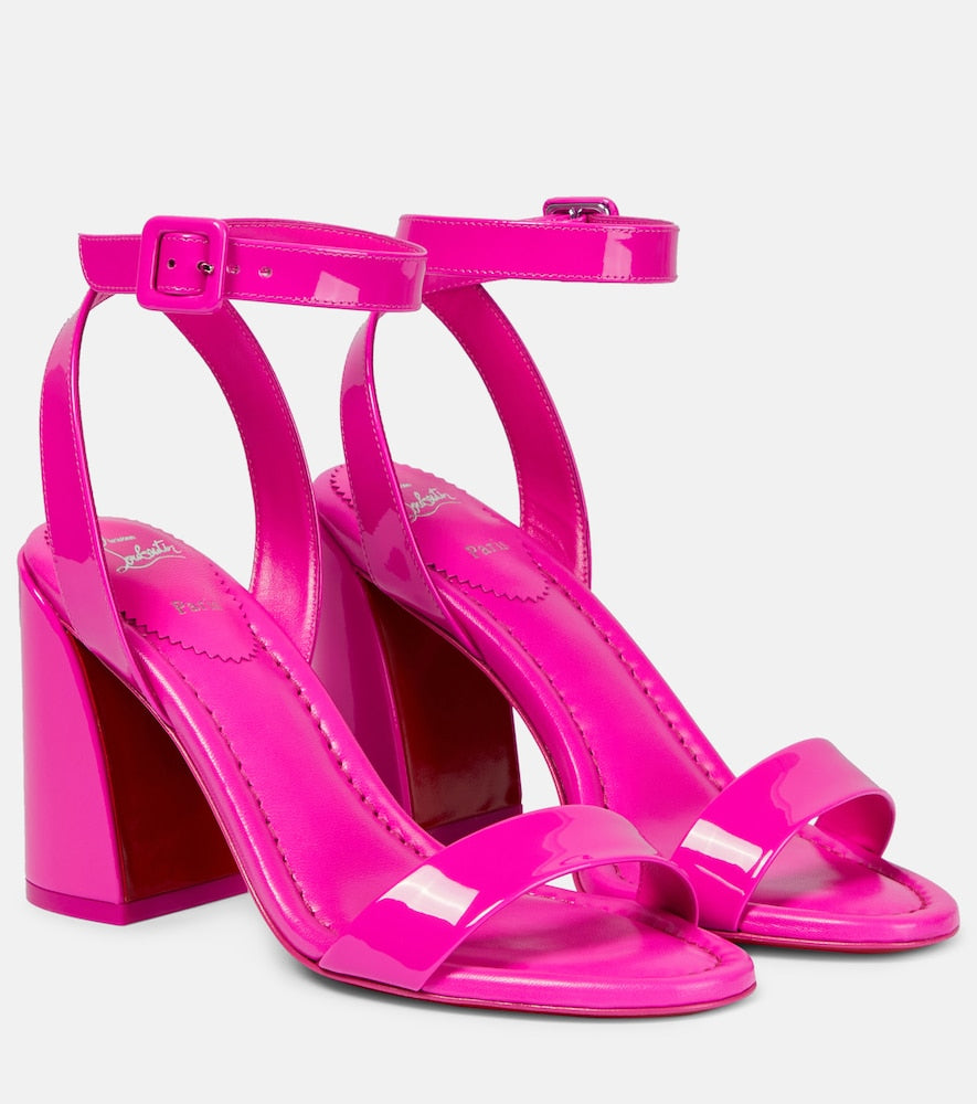 Christian Louboutin Miss Sabina 85 patent leather sandals in Pink - Mid Heel Sandals