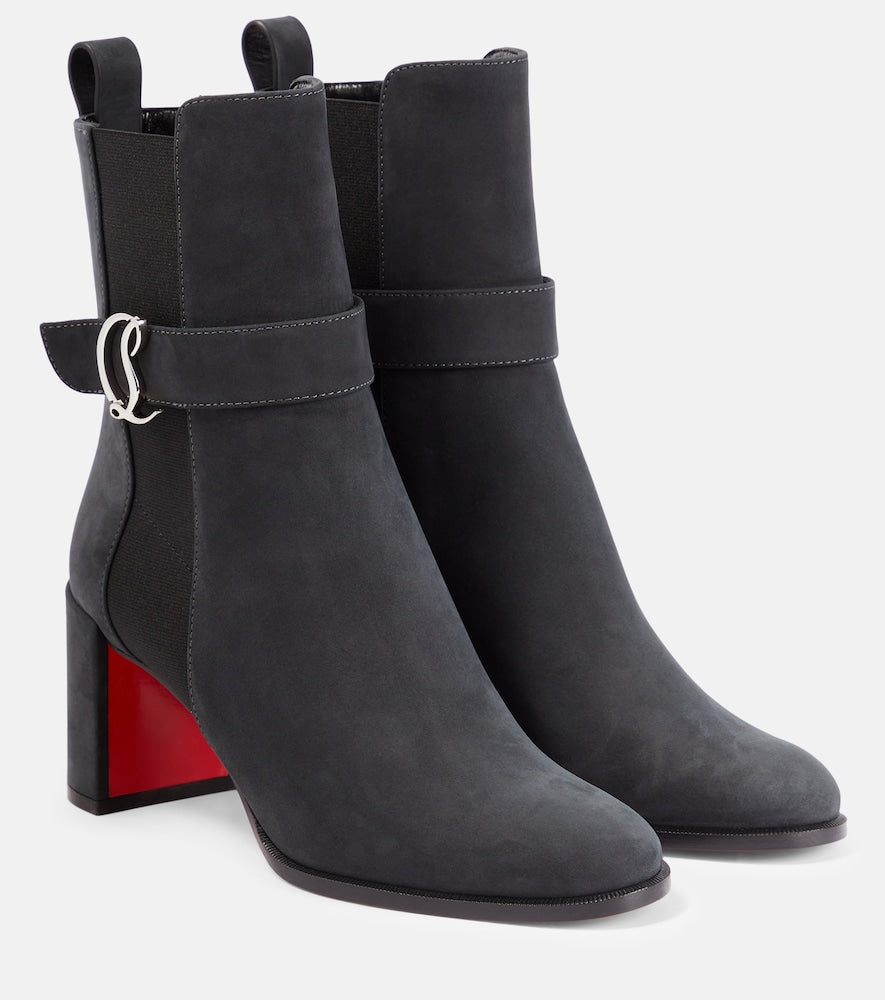 Christian Louboutin CL Chelsea Booty suede ankle boots - Black Mid Heel Boots