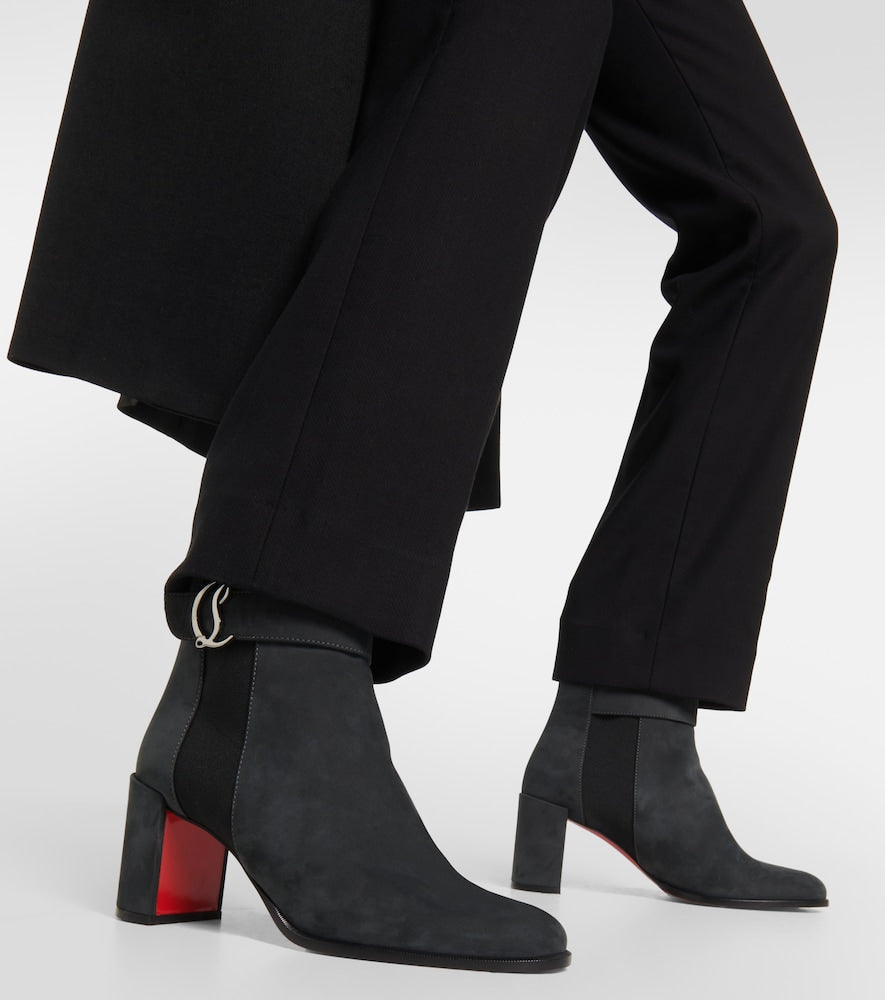 Christian Louboutin CL Chelsea Booty suede ankle boots - Black Mid Heel Boots