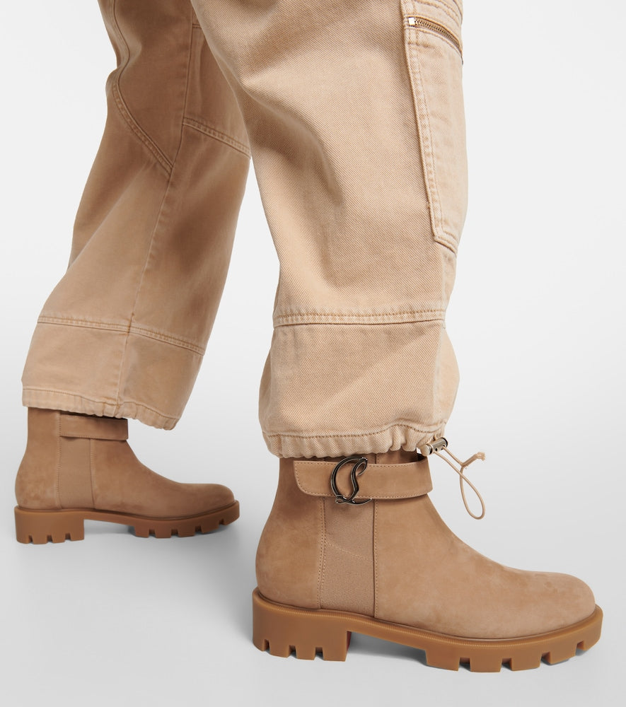 Beige Christian Louboutin CL Chelsea suede ankle boots - Flat Boots