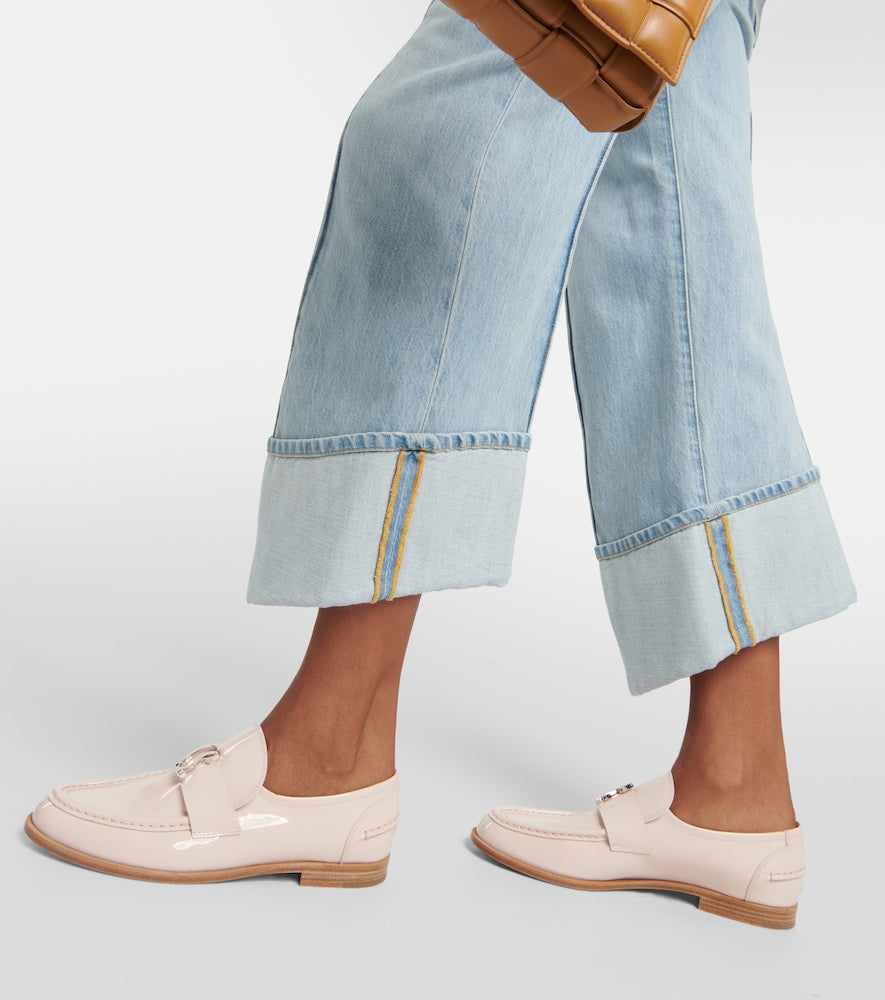 Christian Louboutin CL Moc patent leather loafers - Beige Loafers
