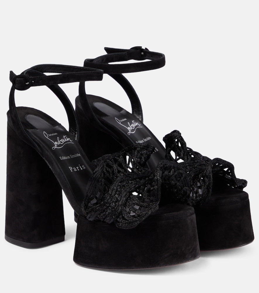 Christian Louboutin Deia Frou Alta macrame sandals (Black) - High-Heel Sandals