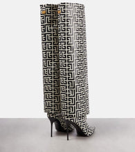 Balmain Ariel monogram knee-high boots