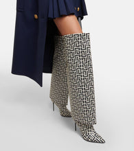 Balmain Ariel monogram knee-high boots