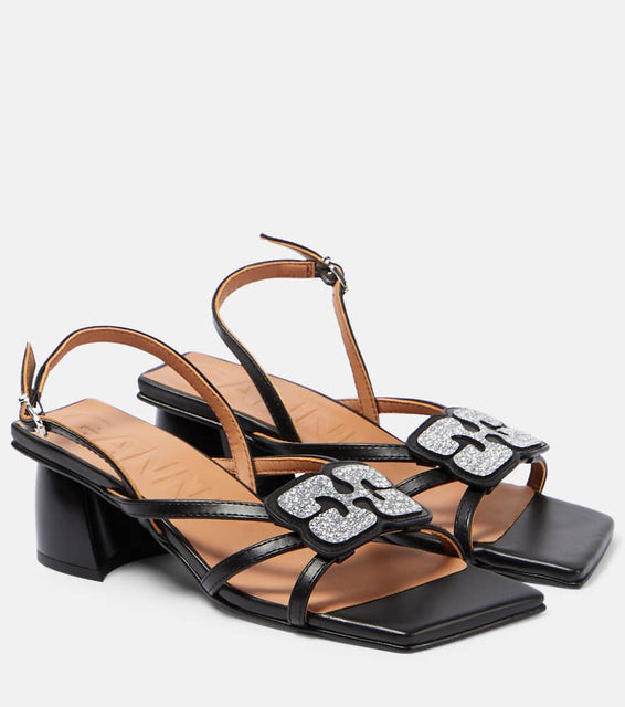 Ganni Embellished faux leather sandals