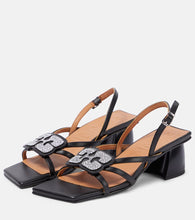 Ganni Embellished faux leather sandals