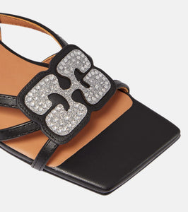 Ganni Embellished faux leather sandals