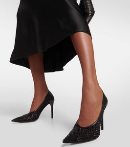 Stella McCartney Iconic embellished mesh and faux leather pumps