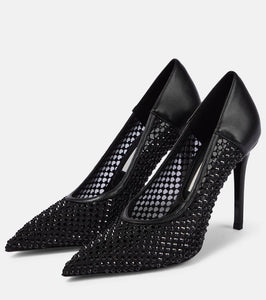 Stella McCartney Iconic embellished mesh and faux leather pumps