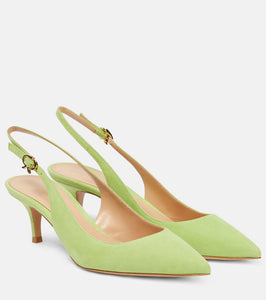 Gianvito Rossi Ribbon 55 suede slingback pumps