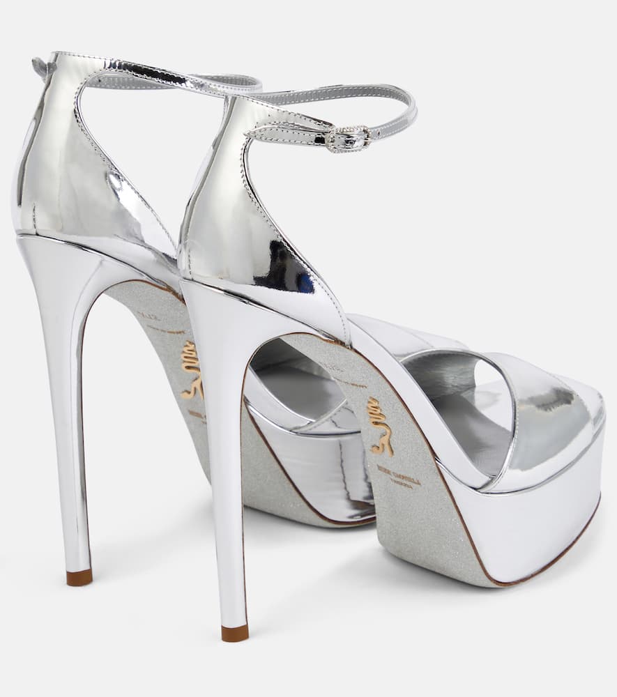 Rene Caovilla Anastasia mirrored leather platform sandals
