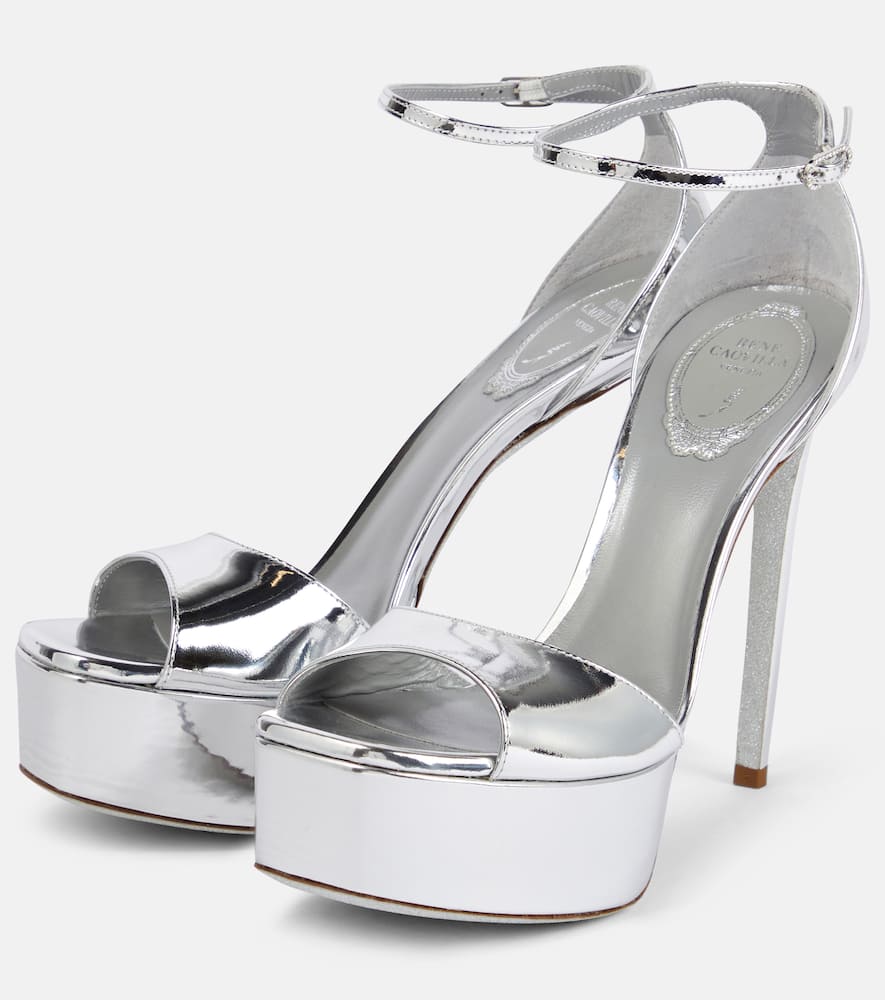 Rene Caovilla Anastasia mirrored leather platform sandals