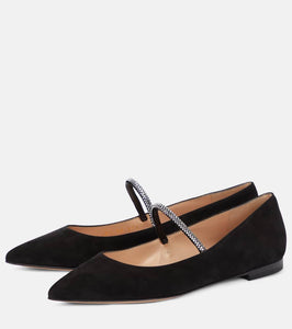 Gianvito Rossi Embellished suede ballet flat
