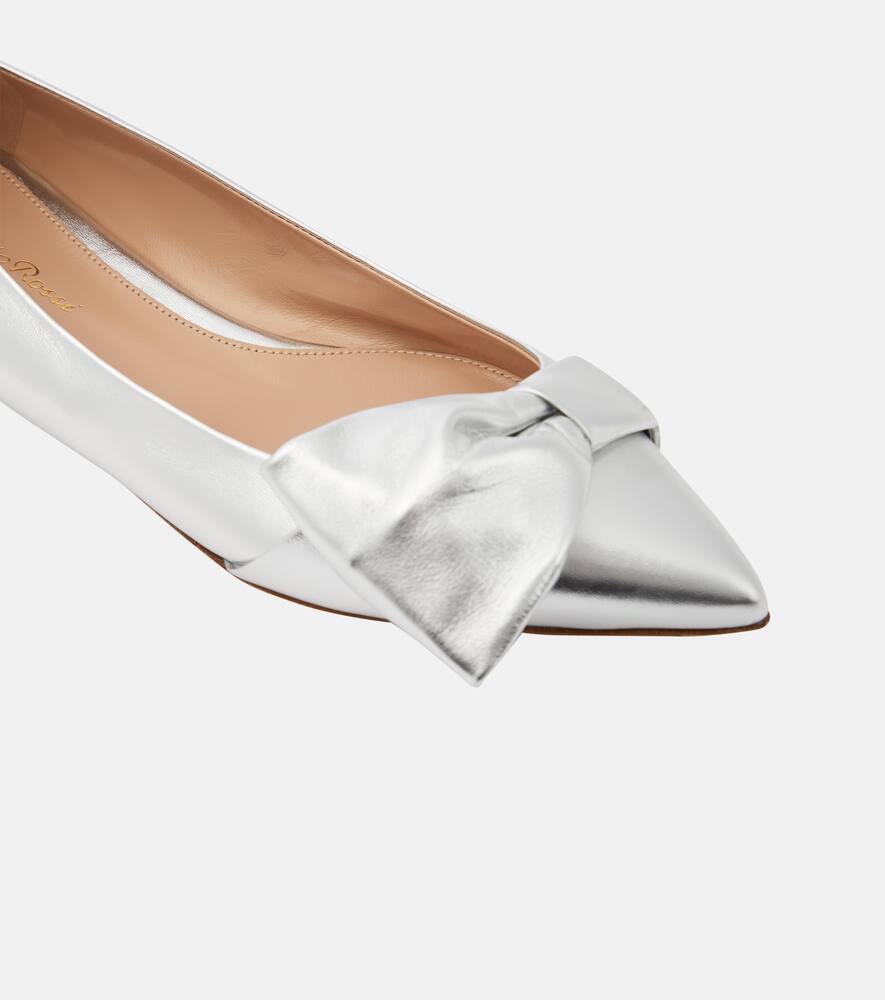 Gianvito Rossi Bow-embellished leather ballet flats