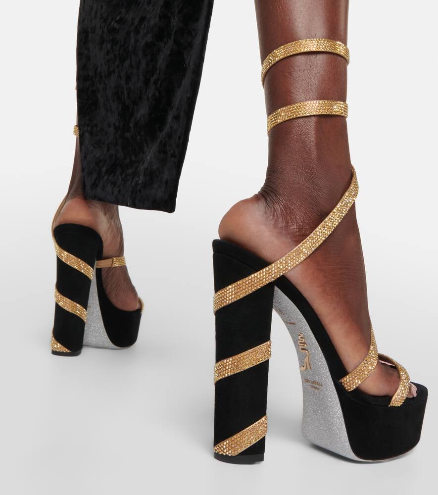 Rene Caovilla Embellished suede-effect platform sandals