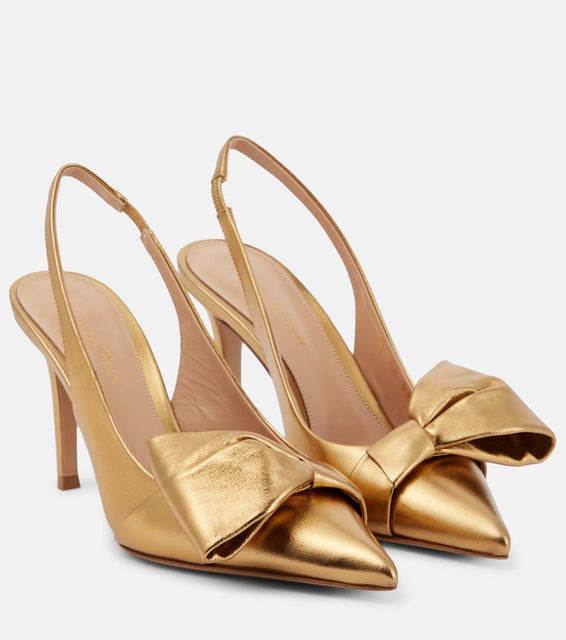 Gianvito Rossi Safira metallic leather slingback pumps