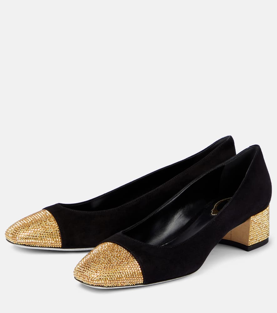 Rene Caovilla Bonnie embellished suede pumps
