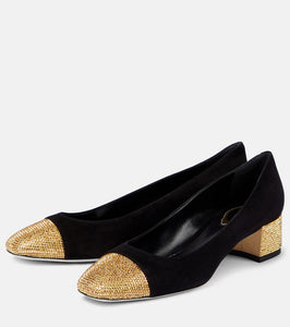 Rene Caovilla Bonnie embellished suede pumps