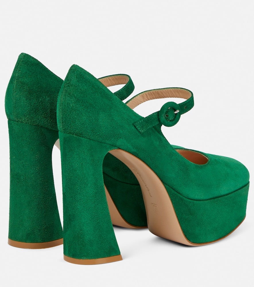Gianvito Rossi Mary Jane suede leather pumps