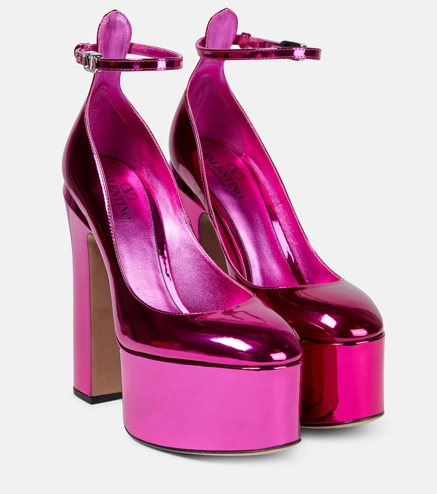 Valentino Garavani Tan-Go metallic leather platform pumps