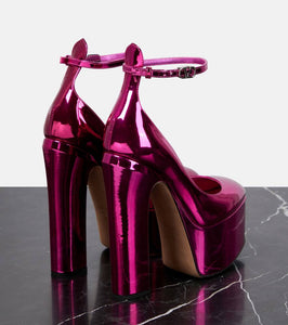 Valentino Garavani Tan-Go metallic leather platform pumps