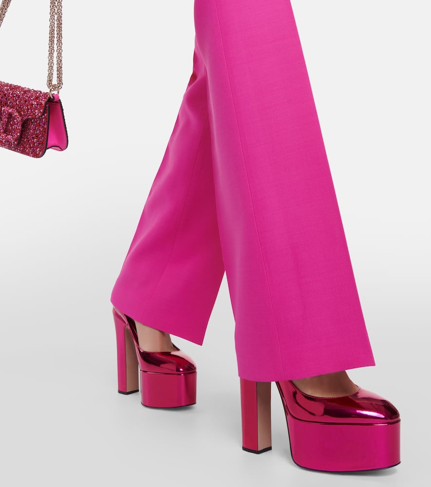 Valentino Garavani Tan-Go metallic leather platform pumps