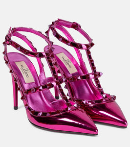 Valentino Garavani Rockstud metallic leather pumps