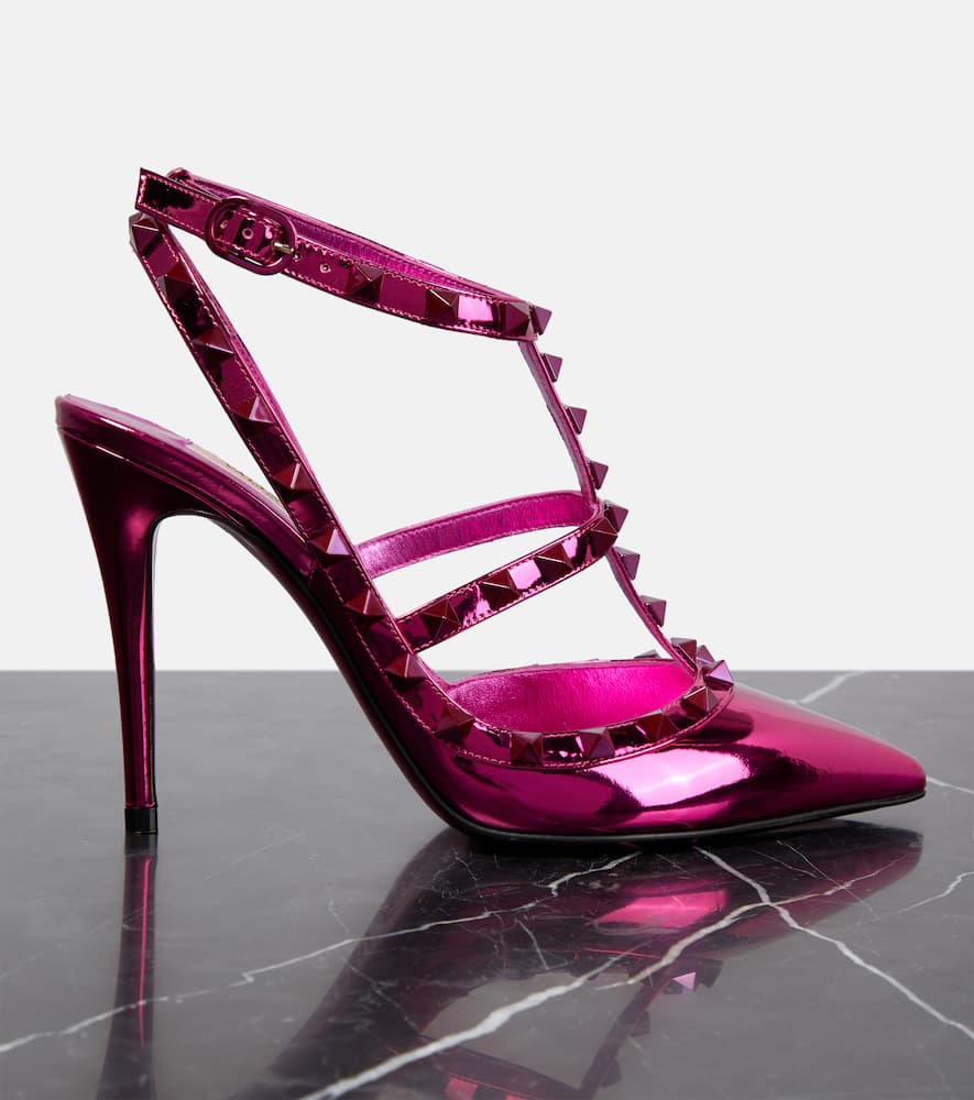 Valentino Garavani Rockstud metallic leather pumps