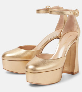 Gianvito Rossi Holly D'orsay metallic leather pumps