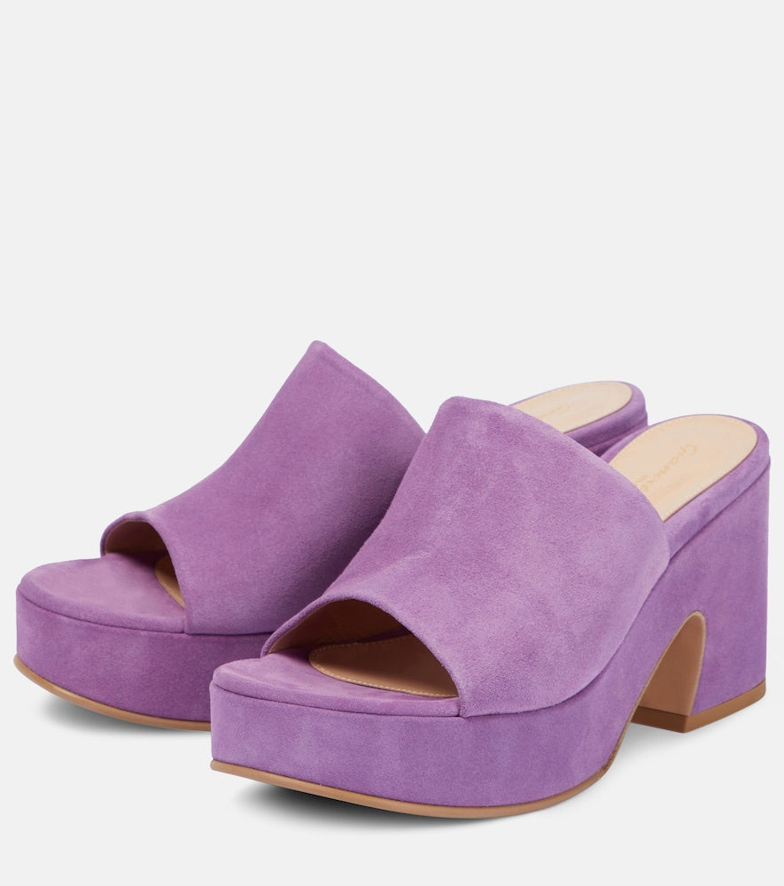 Gianvito Rossi Suede platform mules
