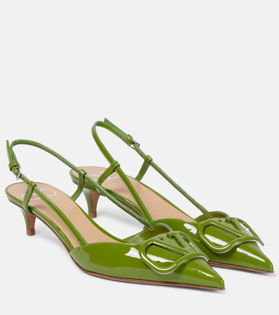 Valentino Garavani VLogo patent leather slingback pumps