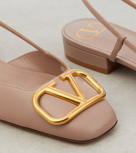 Valentino Garavani VLogo leather slingback flats