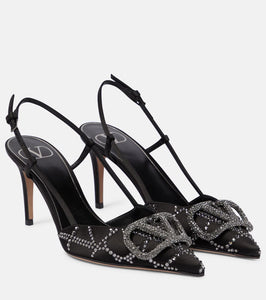 Valentino Garavani VLogo Signature satin slingback pumps