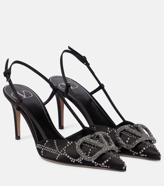 Valentino Garavani VLogo Signature satin slingback pumps
