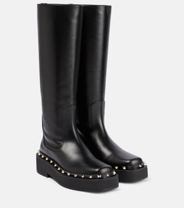 Valentino Garavani Rockstud leather knee-high boots