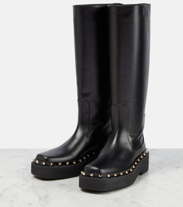 Valentino Garavani Rockstud leather knee-high boots