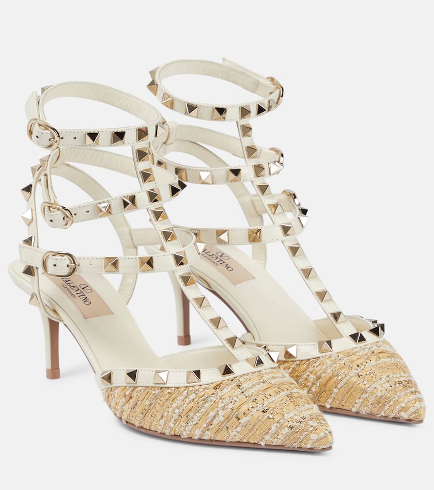 Valentino Garavani Rockstud tweed and leather pumps