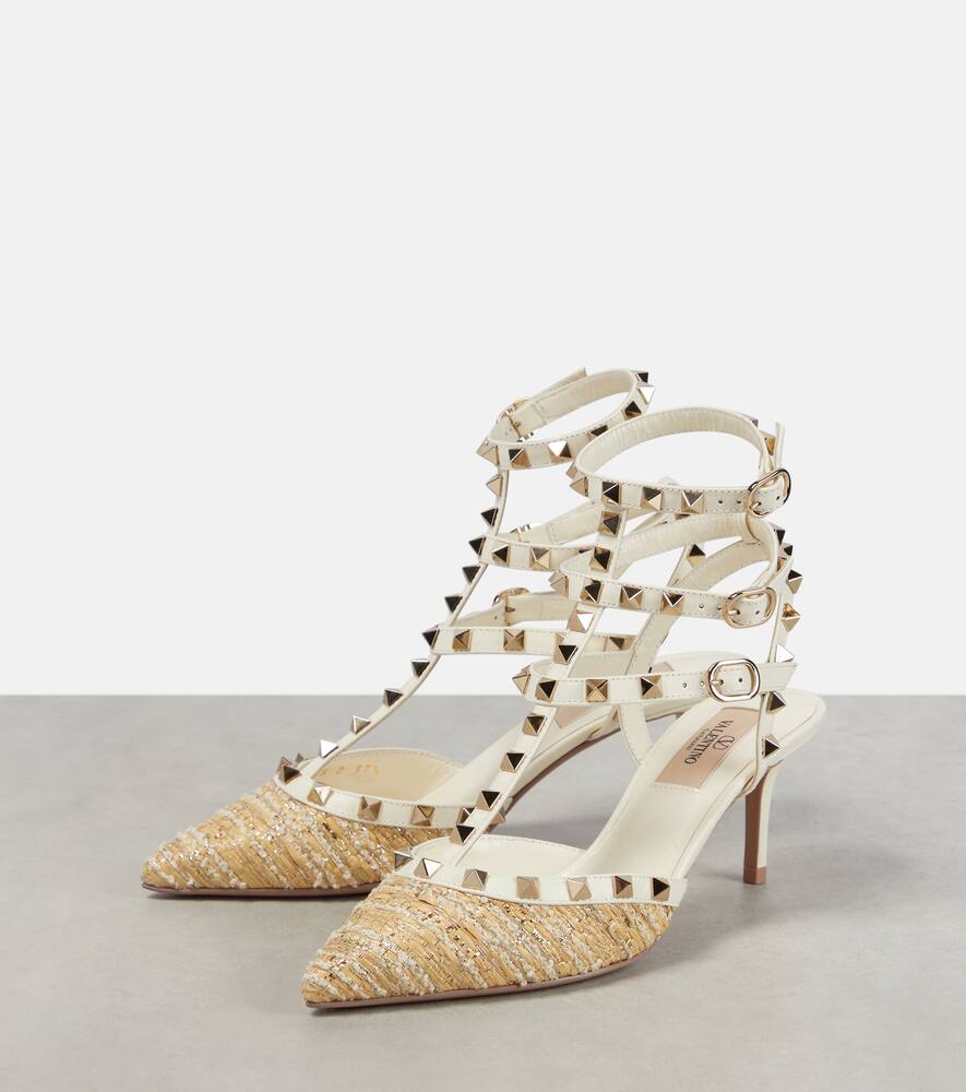 Valentino Garavani Rockstud tweed and leather pumps