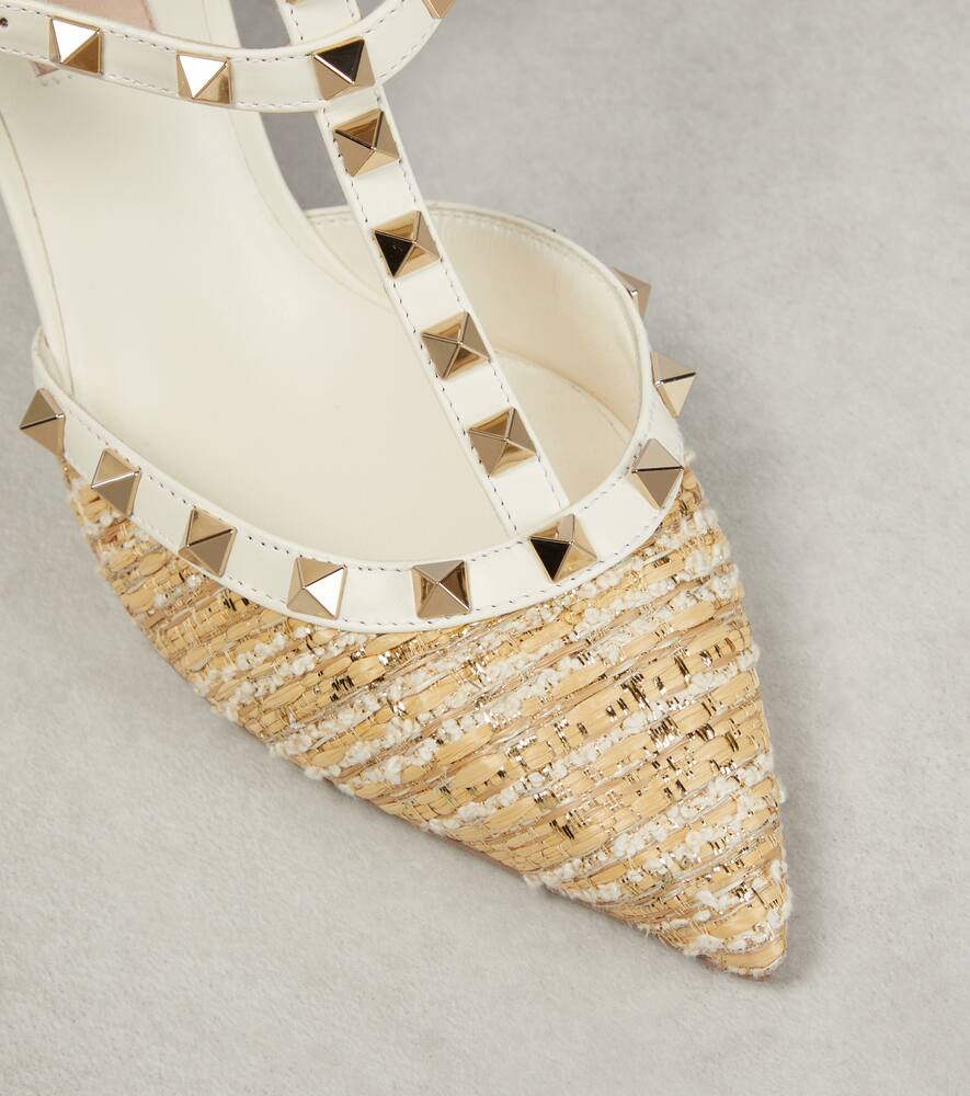 Valentino Garavani Rockstud tweed and leather pumps