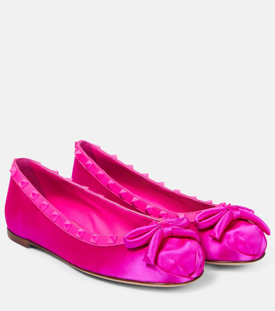 Valentino Garavani Rockstud satin ballet flats