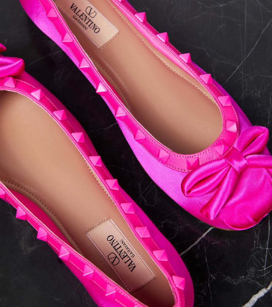 Valentino Garavani Rockstud satin ballet flats