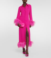 Valentino Feather-trimmed silk cady shirt dress