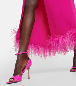 Valentino Feather-trimmed silk cady shirt dress