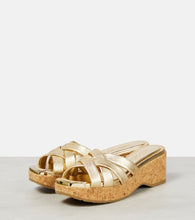Jimmy Choo Maribou 50 metallic leather sandals