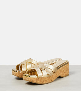 Jimmy Choo Maribou 50 metallic leather sandals
