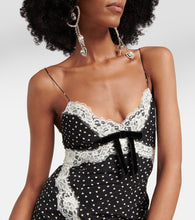 Alessandra Rich Lace-trimmed polka-dot silk midi dress
