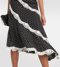 Alessandra Rich Lace-trimmed polka-dot silk midi dress