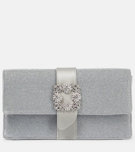 Manolo Blahnik Capri Glitter embellished clutch. Shop Manolo Blahnik Clutches for women now.